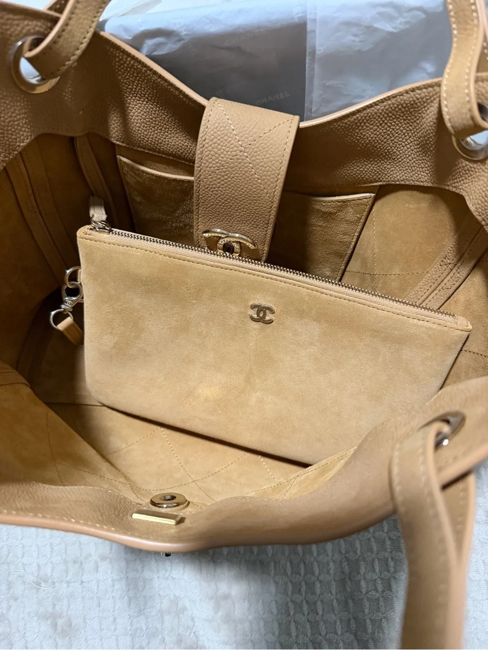 CHANEL Large Beige Shopping Tote